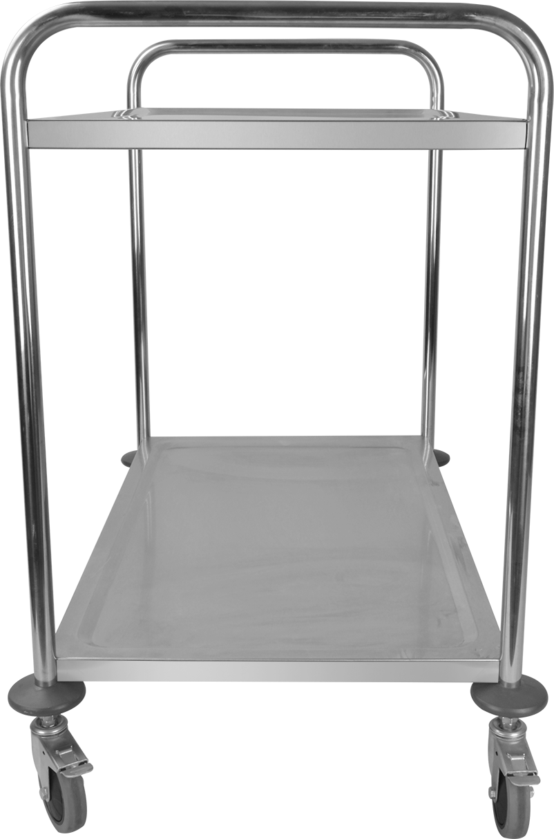 Chariot de salle à manger à deux couches en acier inoxydable (tube carré)