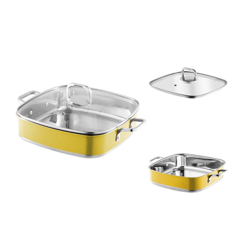 Yapamit Square en acier inoxydable à 3 plis Set ustendies de cuisine