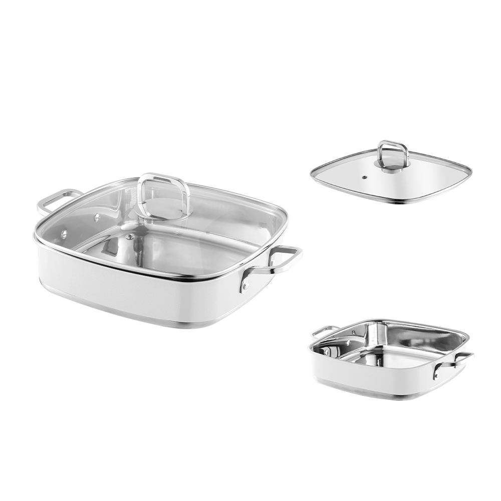 Yapamit Square en acier inoxydable à 3 plis Set ustendies de cuisine