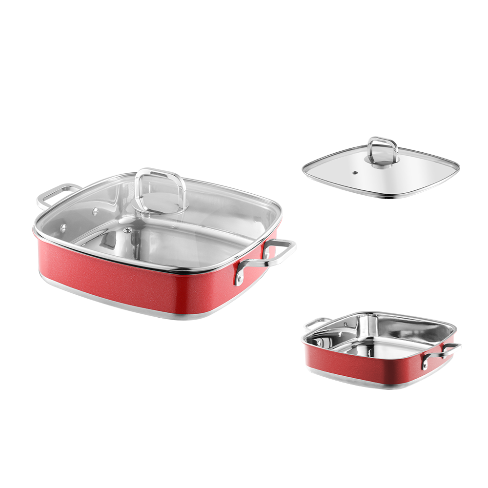 Yapamit Square en acier inoxydable à 3 plis Set ustendies de cuisine