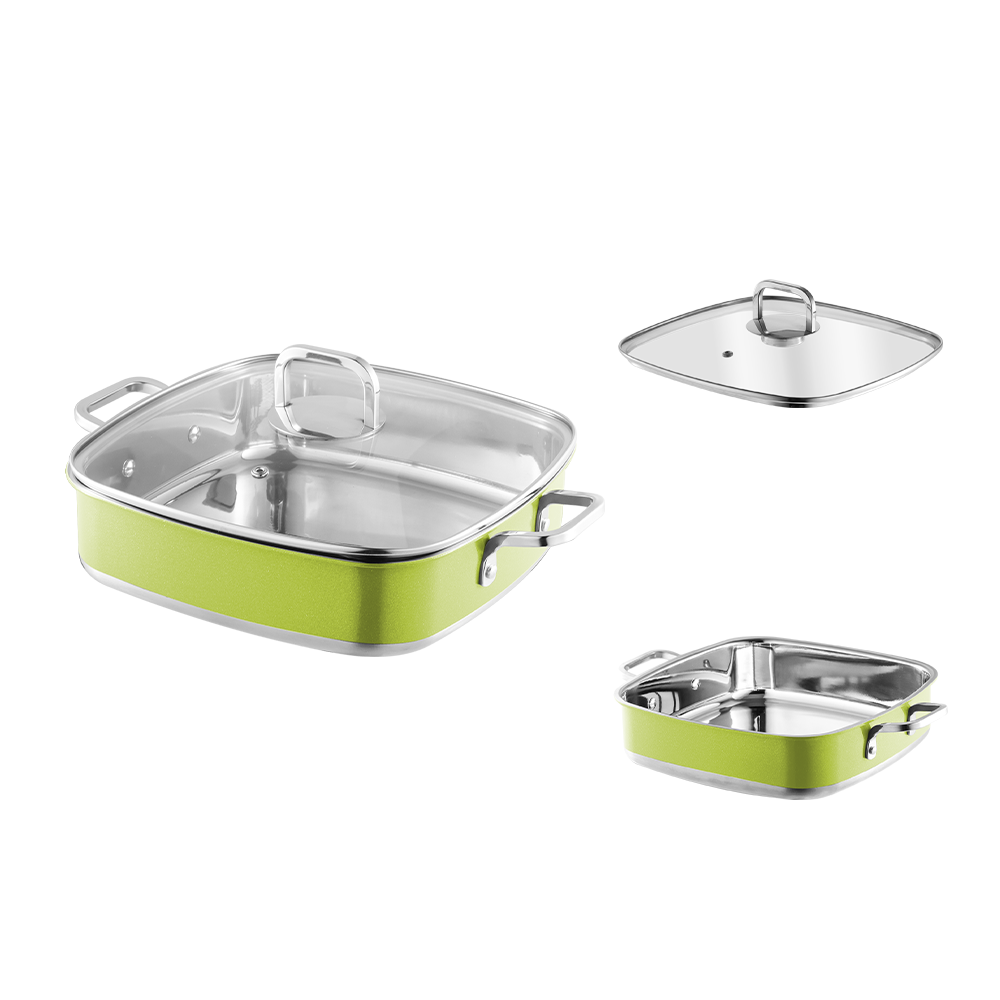 Yapamit Square en acier inoxydable à 3 plis Set ustendies de cuisine